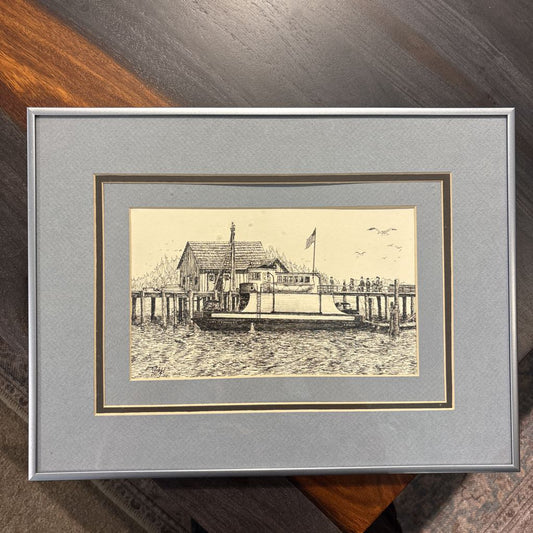 Edmonds Waterfront Ink Drawing Original ART