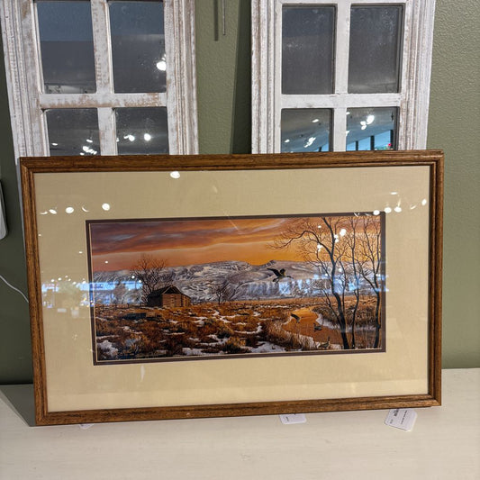 Vintage Winter Cabin Print