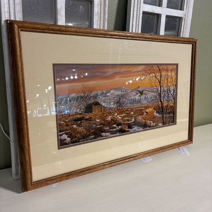 Vintage Winter Cabin Print ART