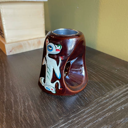 PNW Coastal Motif Pottery Candleholder