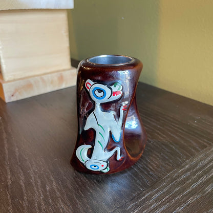 PNW Coastal Motif Pottery Candleholder