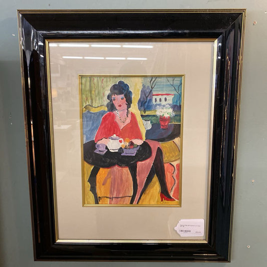 Signed E.BLAIR Woman at Table Art ART