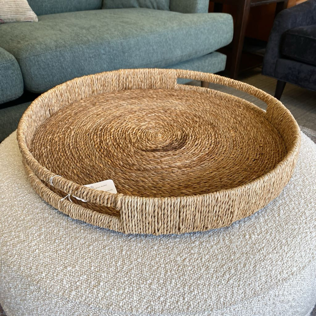 Large Round Seagrass Basket Tray