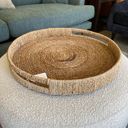 Large Round Seagrass Basket Tray