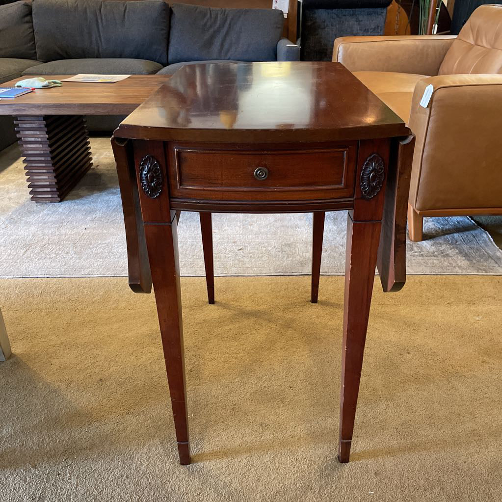 Mahogany Drop Leaf End Table w/ Drawer