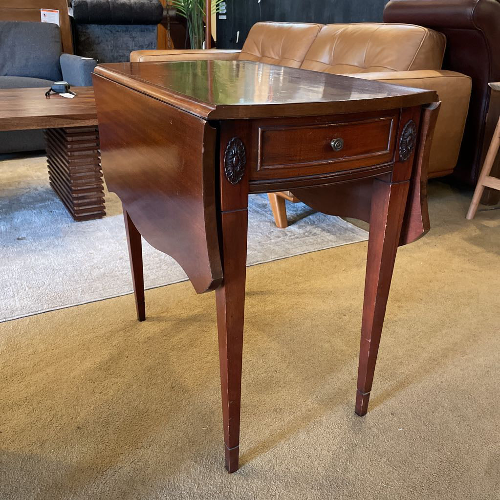 Mahogany Drop Leaf End Table w/ Drawer