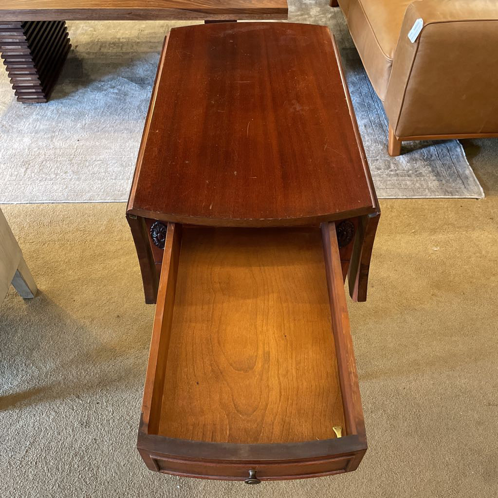 Mahogany Drop Leaf End Table w/ Drawer