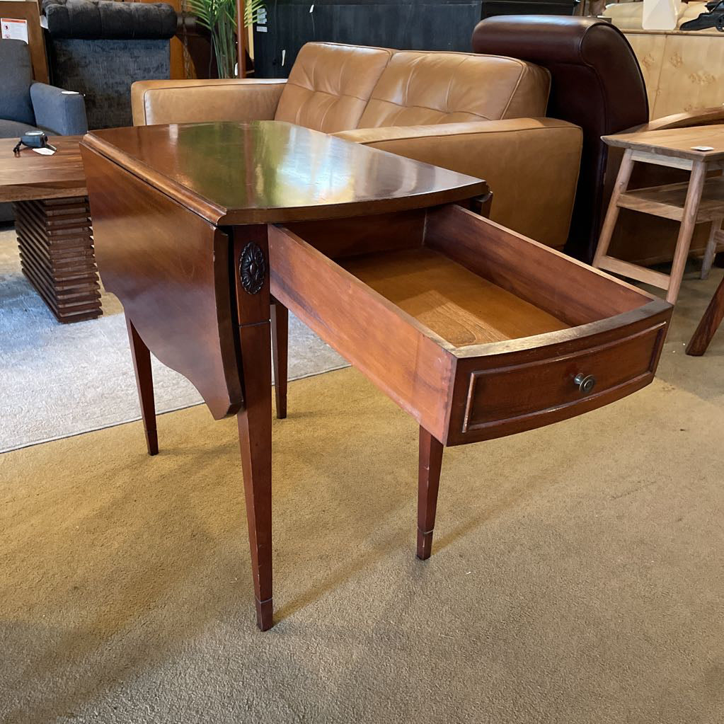 Mahogany Drop Leaf End Table w/ Drawer