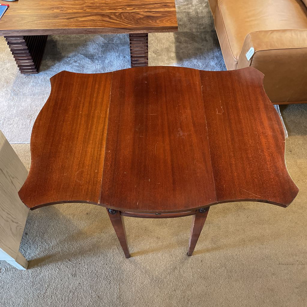 Mahogany Drop Leaf End Table w/ Drawer