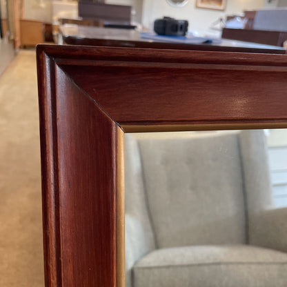 Warm Tone Wood w/ Gold Border Wall Mirror