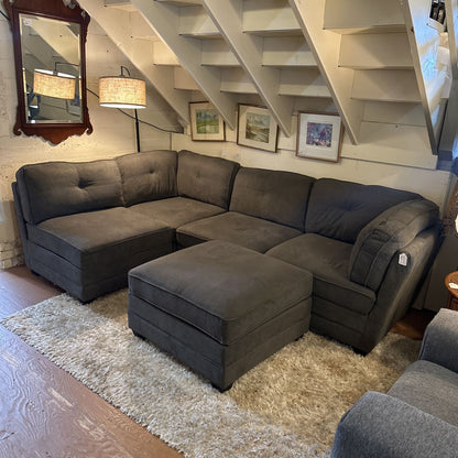 Grey Modular Sofa w/ Matching Ottoman