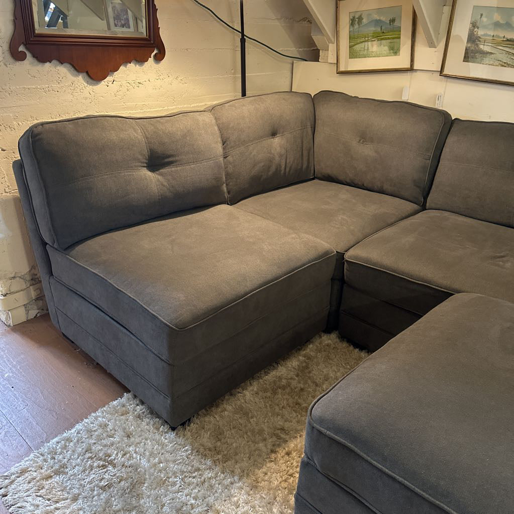 Grey Modular Sofa w/ Matching Ottoman