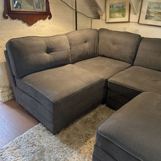 Grey Modular Sofa w/ Matching Ottoman U SOFAS