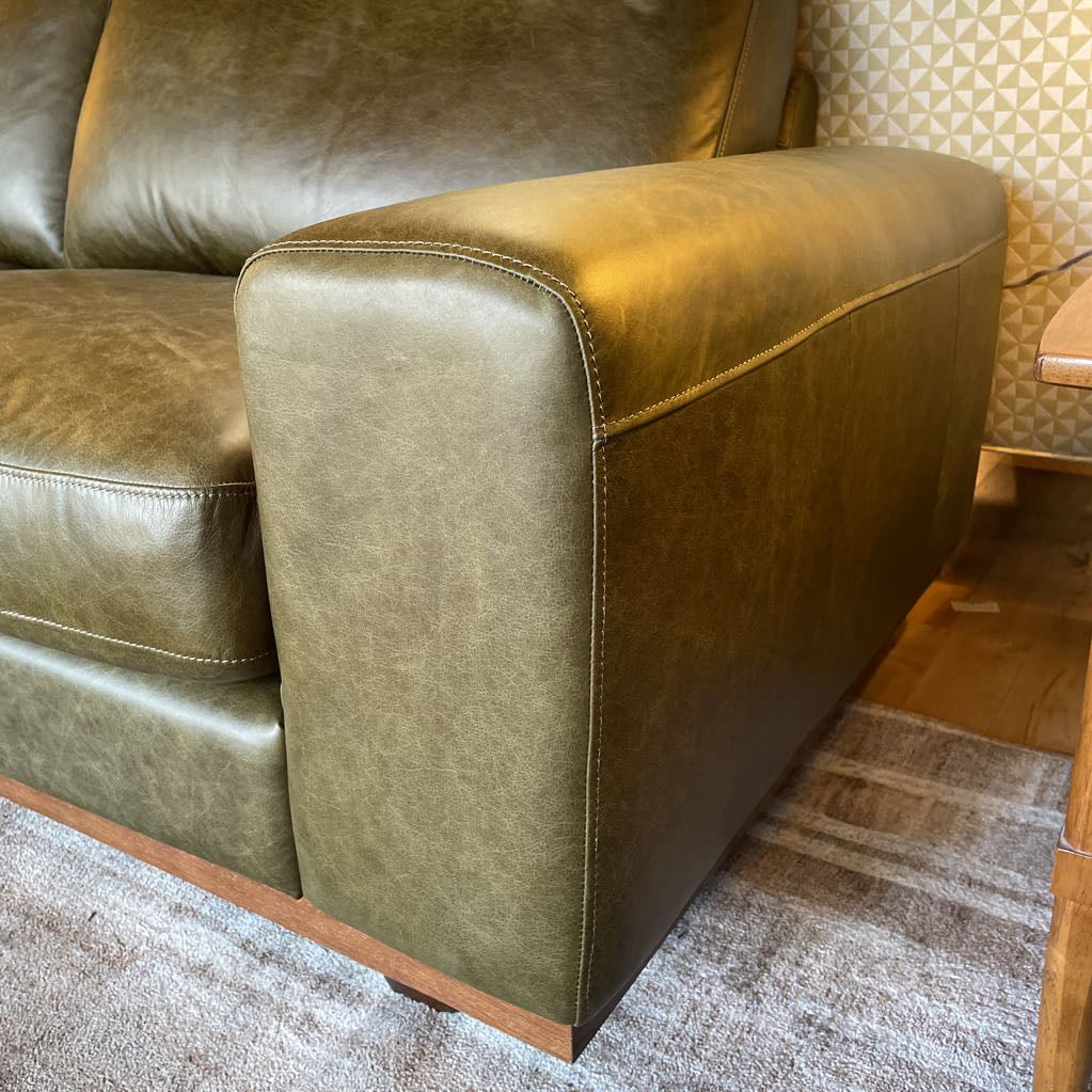 Alessandra Green Leather Sofa