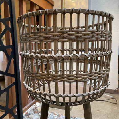 Large Woven Basket Bowl Stand