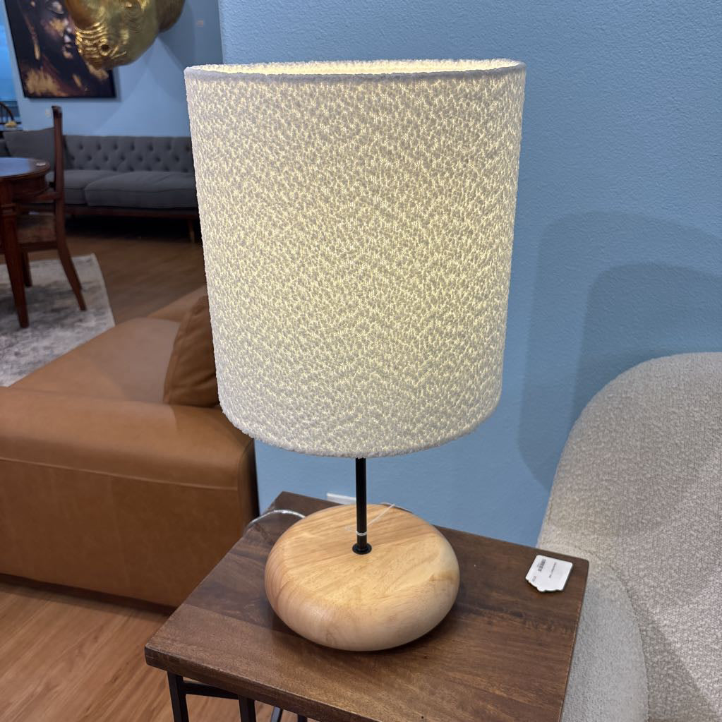 Boucle and Wood Table Lamp