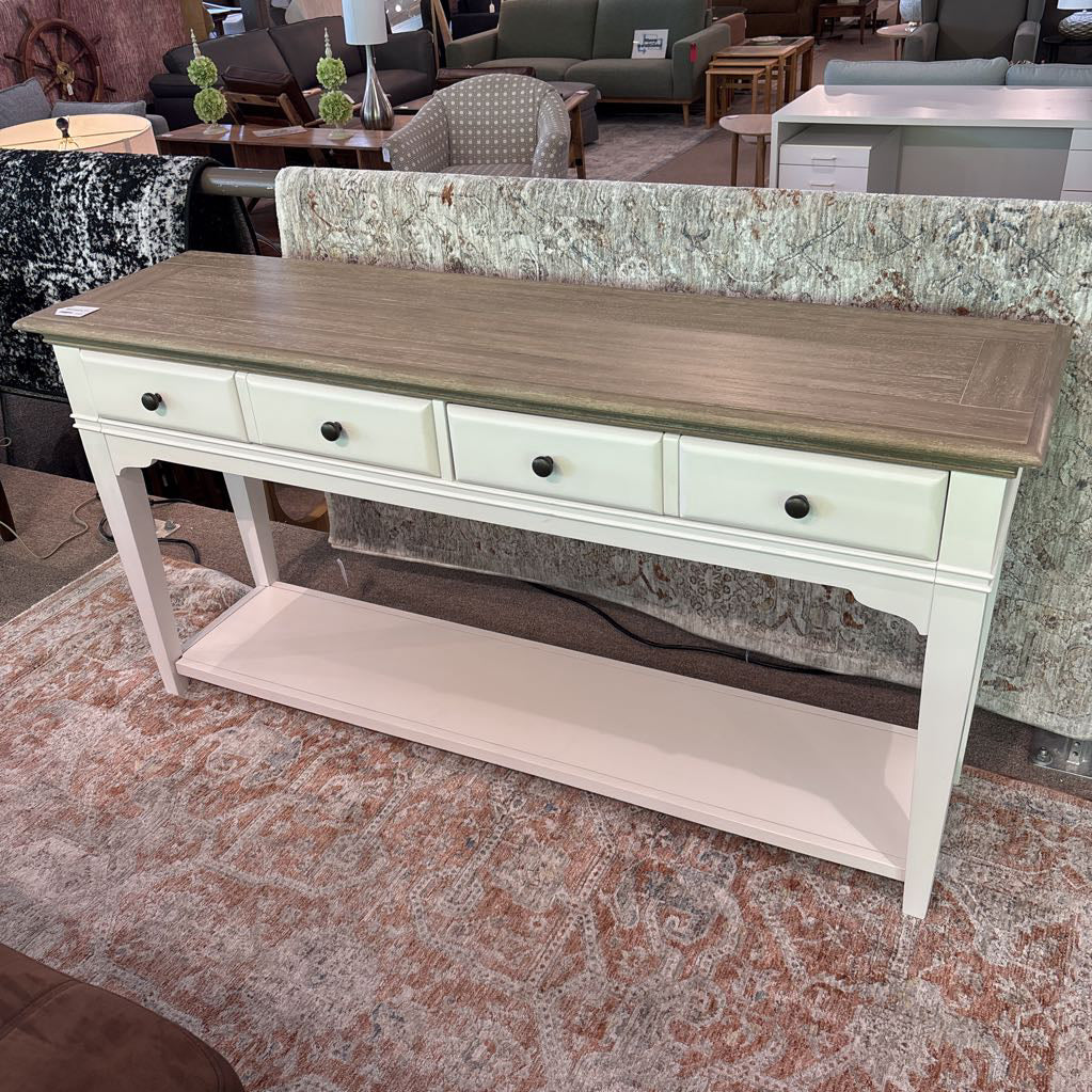 Rustic Top White Base Console Table with 2 Drawers C CONSOLE TABLES