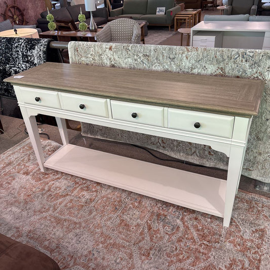 Rustic Top White Base Console Table with 2 Drawers C CONSOLE TABLES