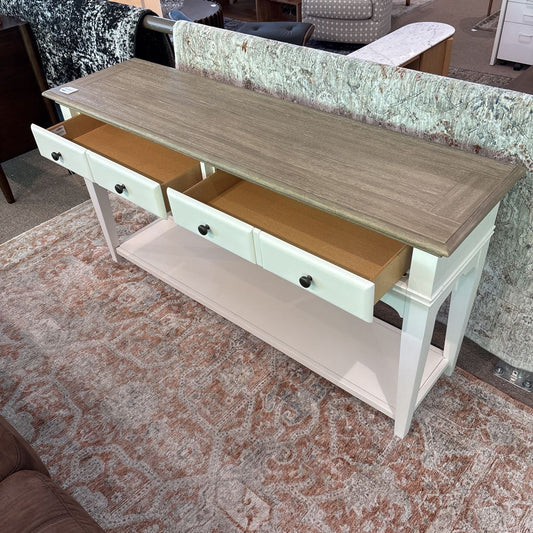 Rustic Top White Base Console Table with 2 Drawers C CONSOLE TABLES
