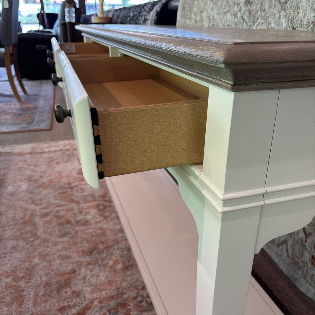 Rustic Top White Base Console Table with 2 Drawers C CONSOLE TABLES