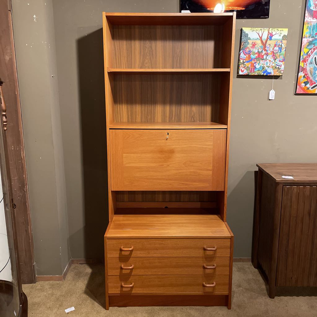 MCM 2-Piece Teak Sec. Bookcase (AS-IS)