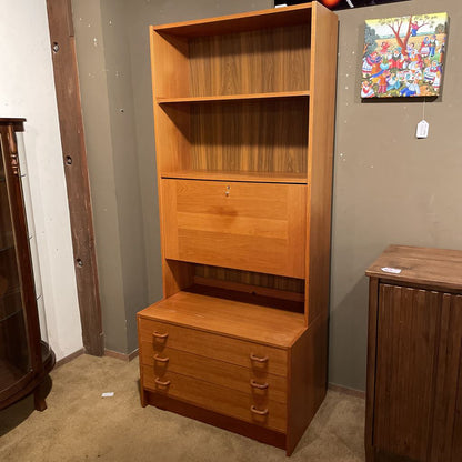 MCM 2-Piece Teak Sec. Bookcase (AS-IS)