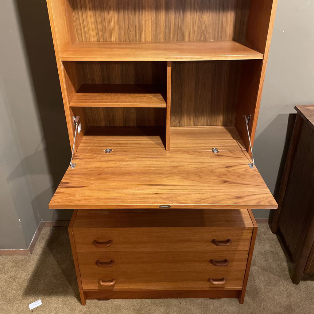 MCM 2-Piece Teak Sec. Bookcase (AS-IS)