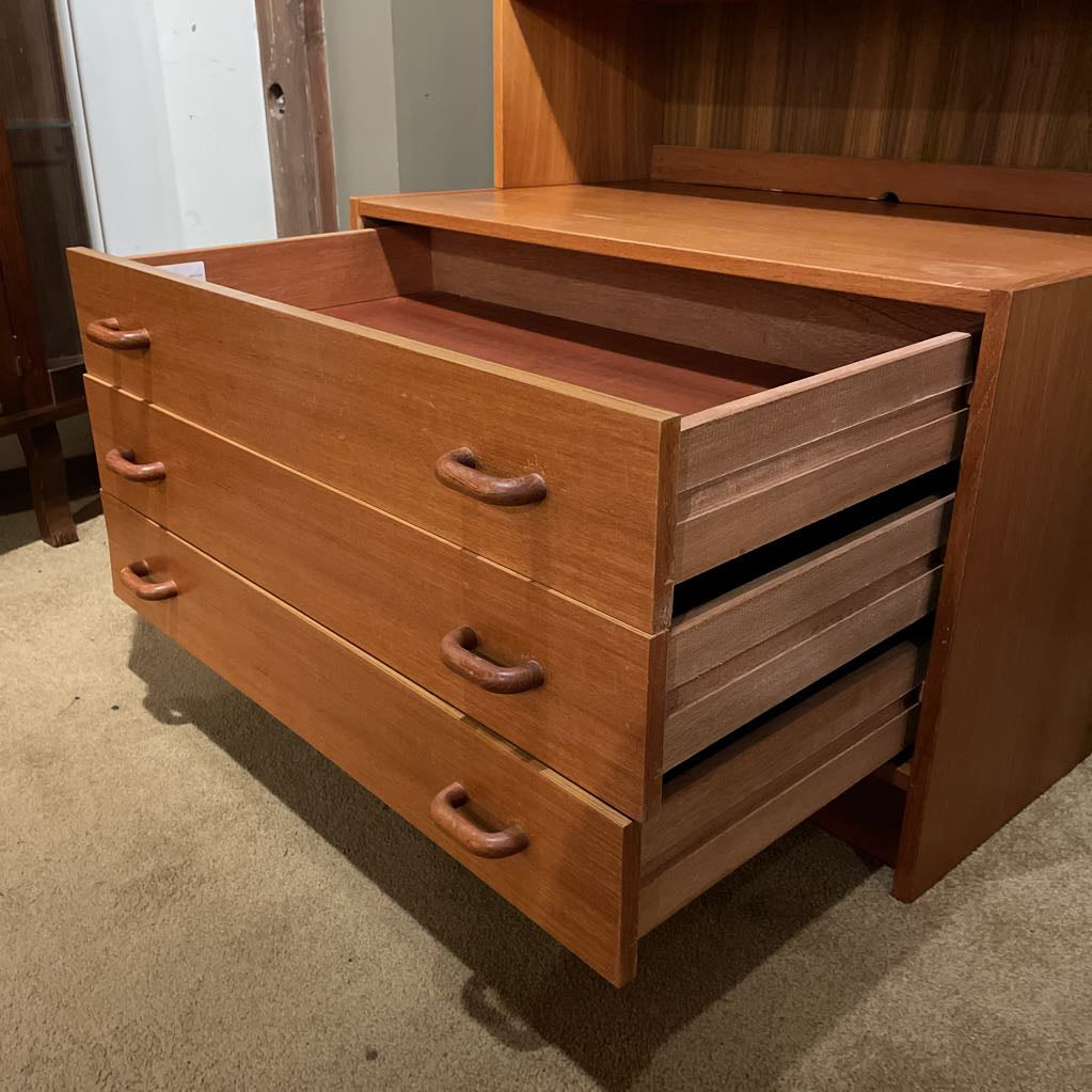 MCM 2-Piece Teak Sec. Bookcase (AS-IS)