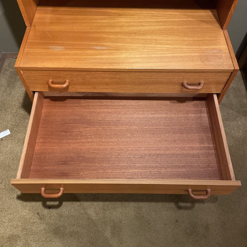 MCM 2-Piece Teak Sec. Bookcase (AS-IS)