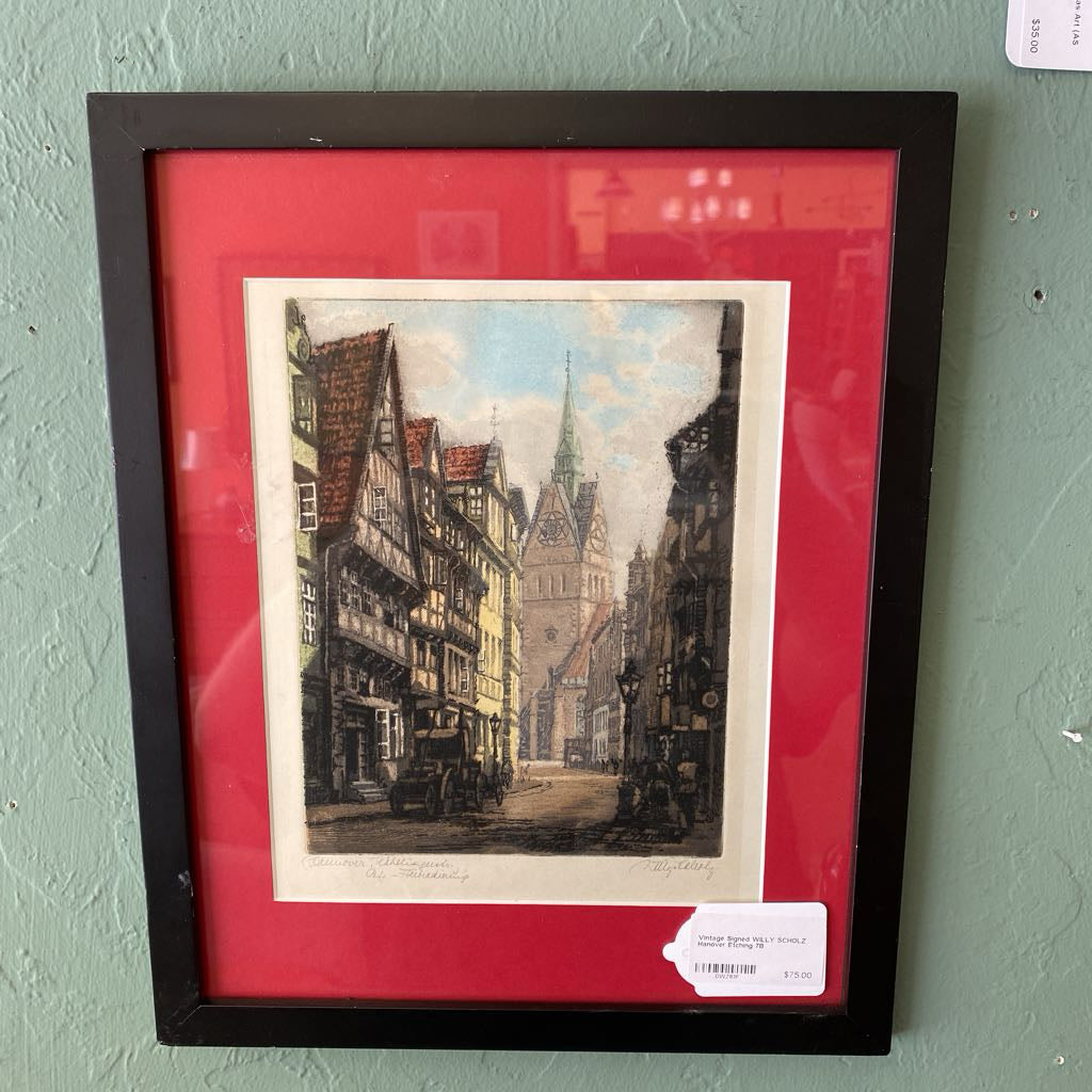 Vintage Signed WILLY SCHOLZ Hanover Etching ART