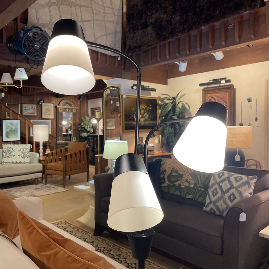 3 Arm Black Gooseneck Floor Lamp