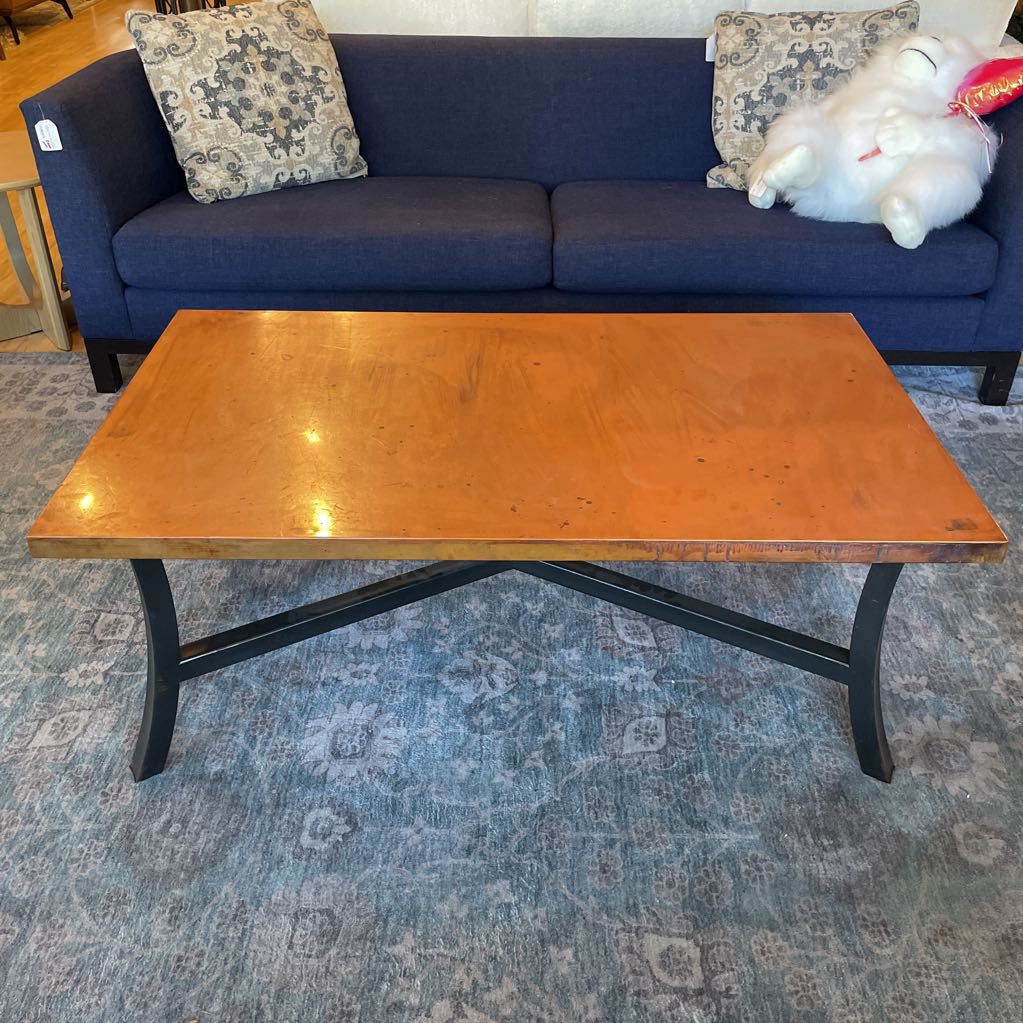 Copper Top Coffee Table w/ Black Metal Base