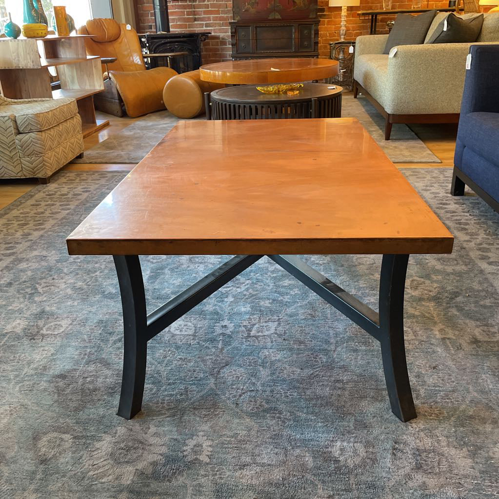 Copper Top Coffee Table w/ Black Metal Base