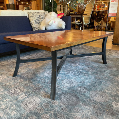 Copper Top Coffee Table w/ Black Metal Base