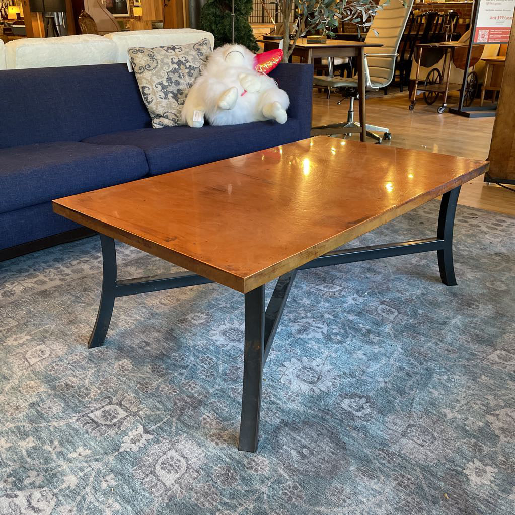 Copper Top Coffee Table w/ Black Metal Base