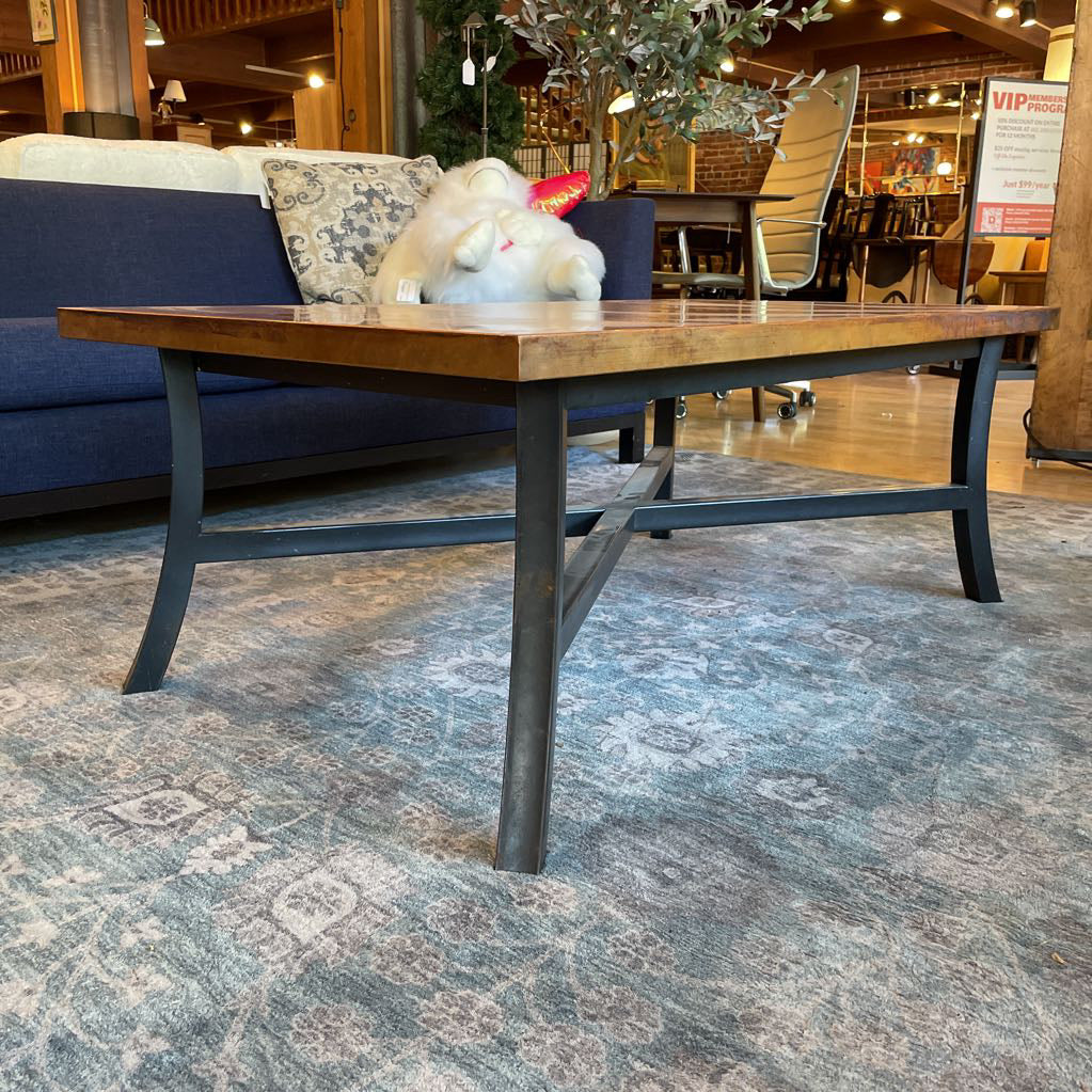 Copper Top Coffee Table w/ Black Metal Base