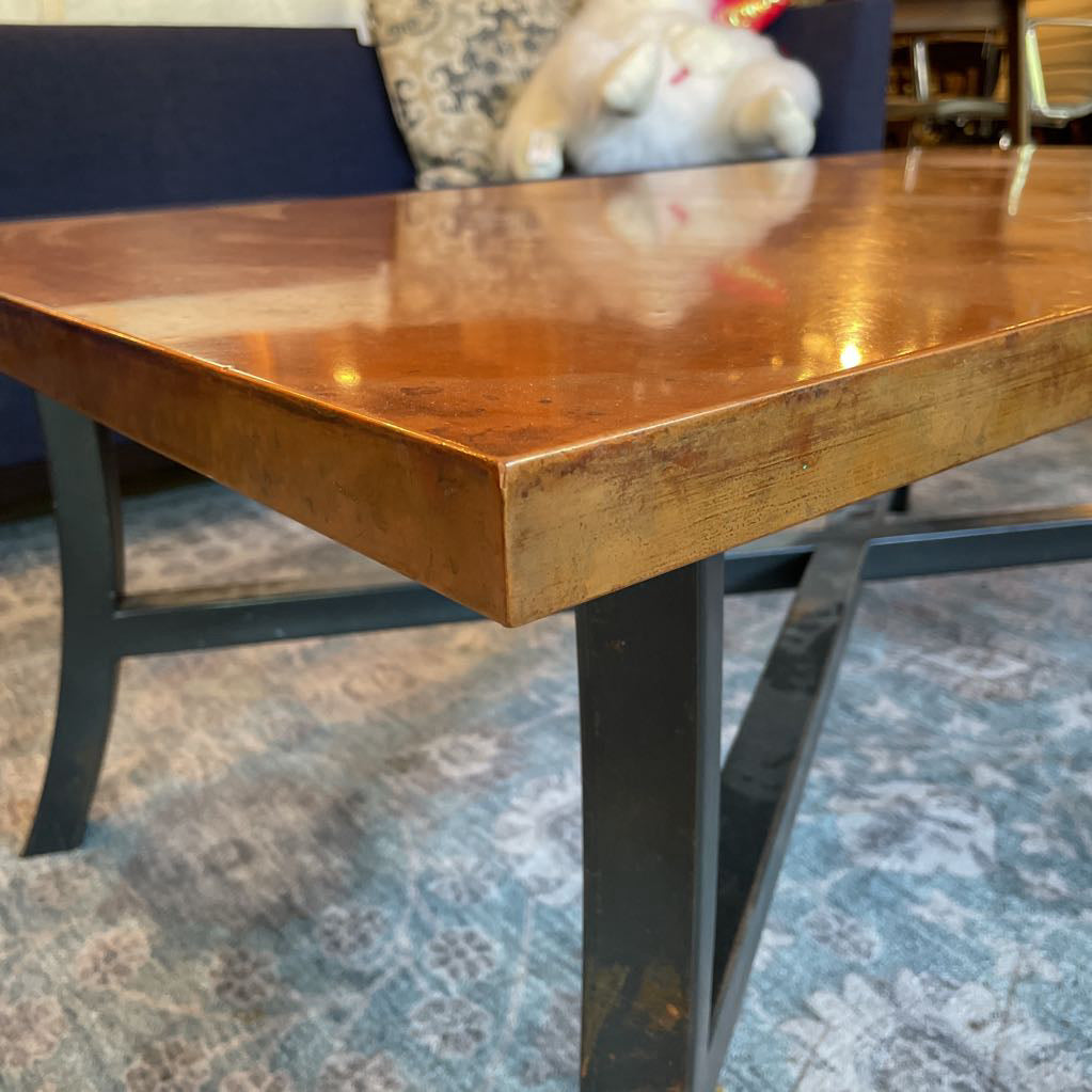 Copper Top Coffee Table w/ Black Metal Base