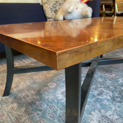 Copper Top Coffee Table w/ Black Metal Base