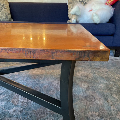 Copper Top Coffee Table w/ Black Metal Base