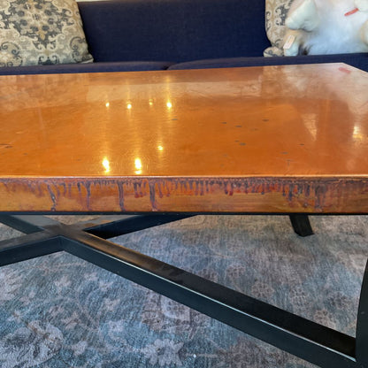 Copper Top Coffee Table w/ Black Metal Base