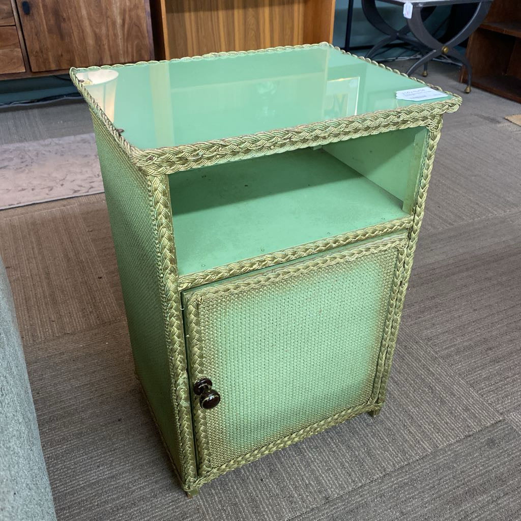 Vintage Green Ribbon Trim Side Cabinet