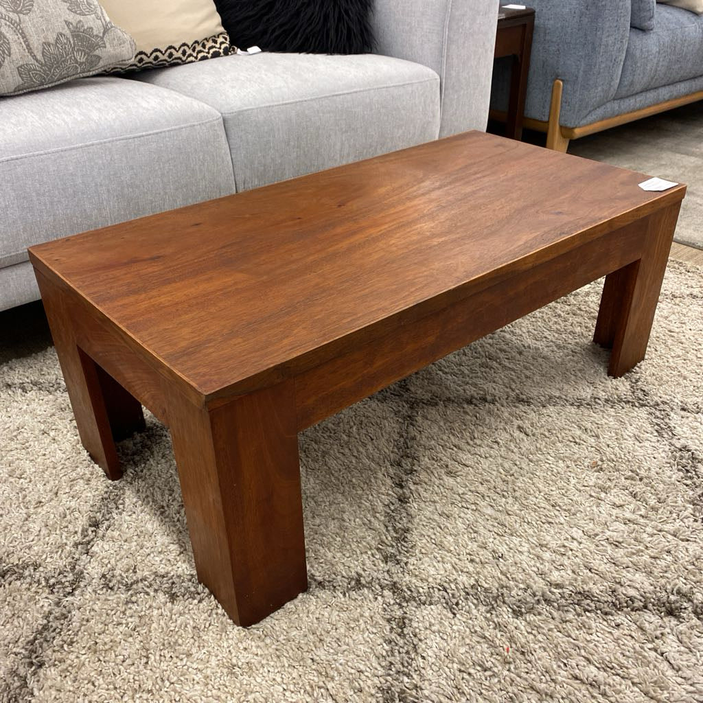 Small Blocky Hardwood Vintage Coffee Table (AS IS)