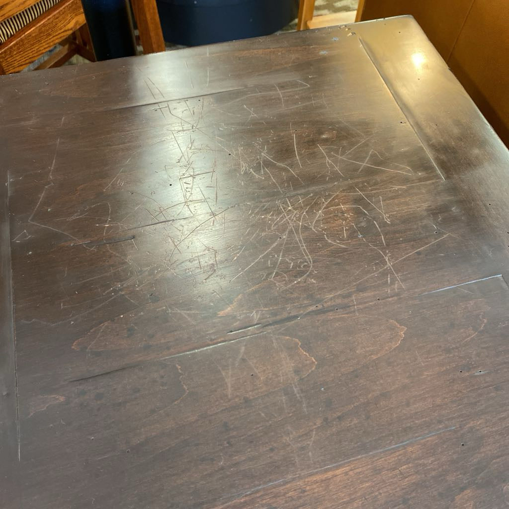 Chunky Dark Hardwood Side Table w/Drawer (AS IS)