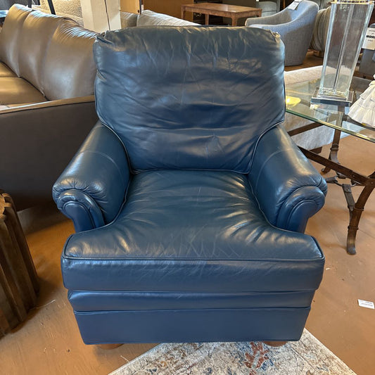 Blue Leather Ethan Allen Armchair U ACCENT CHAIRS
