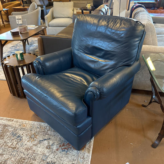 Blue Leather Ethan Allen Armchair U ACCENT CHAIRS