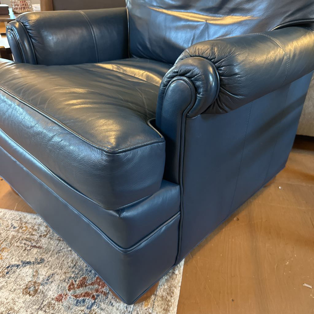 Blue Leather Ethan Allen Armchair