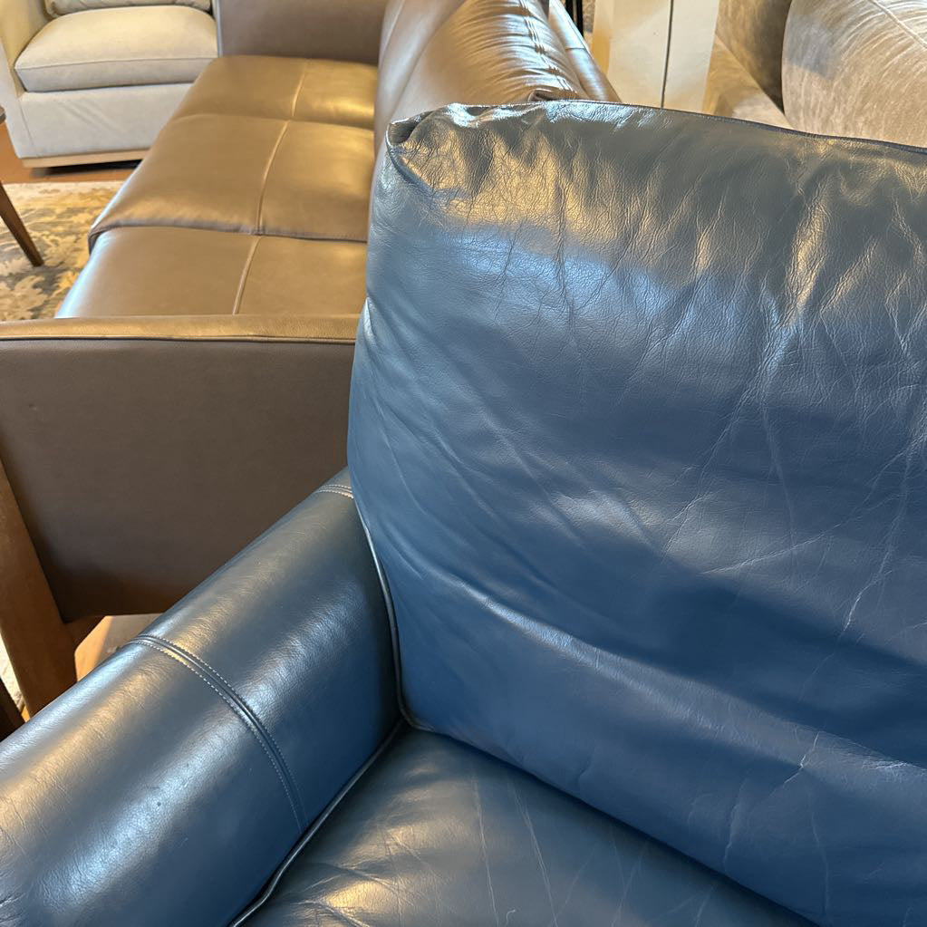 Blue Leather Ethan Allen Armchair
