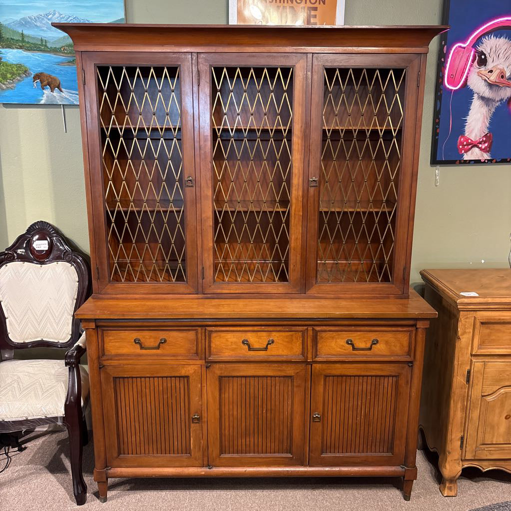 Pecan Hutch w/ Diamond Motif Doors C SIDEBOARDS