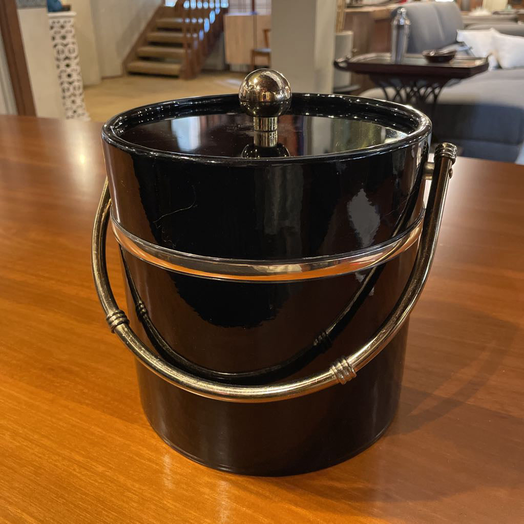 Round Black Vinyl Ice Busket with Handle