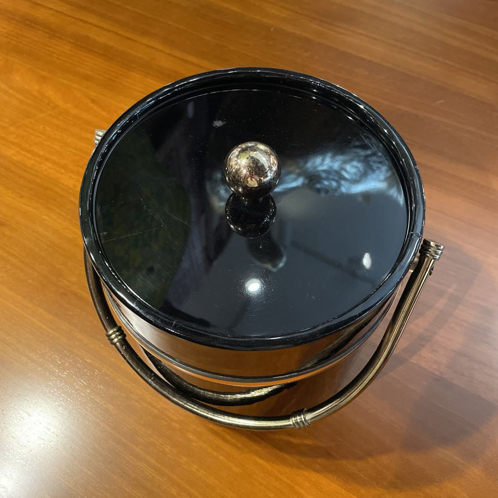 Round Black Vinyl Ice Busket with Handle